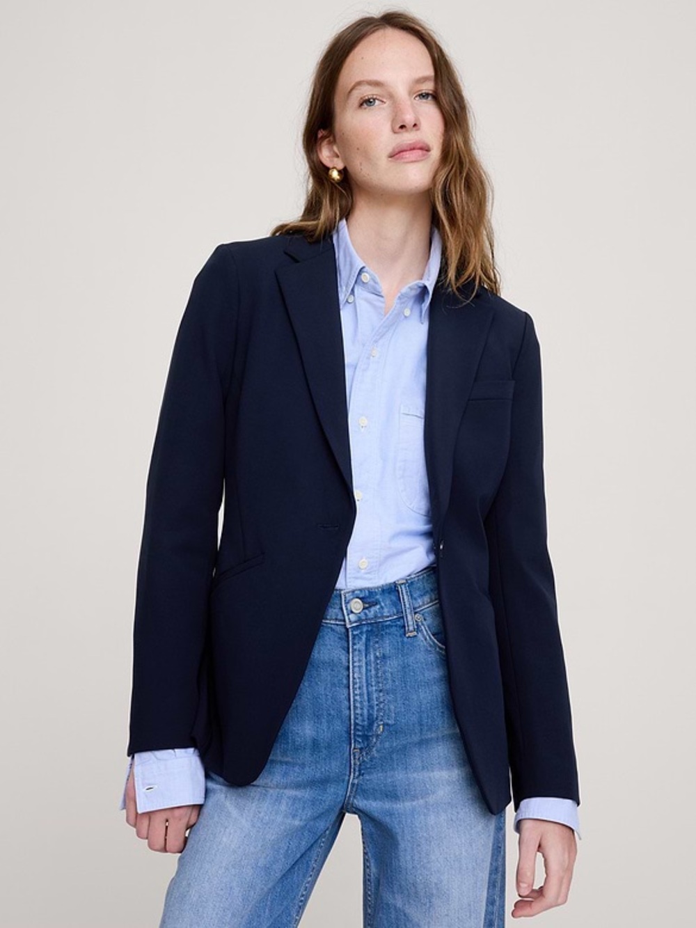 Banana Republic Slim City Stretch Blazer Women's Blue Size 10